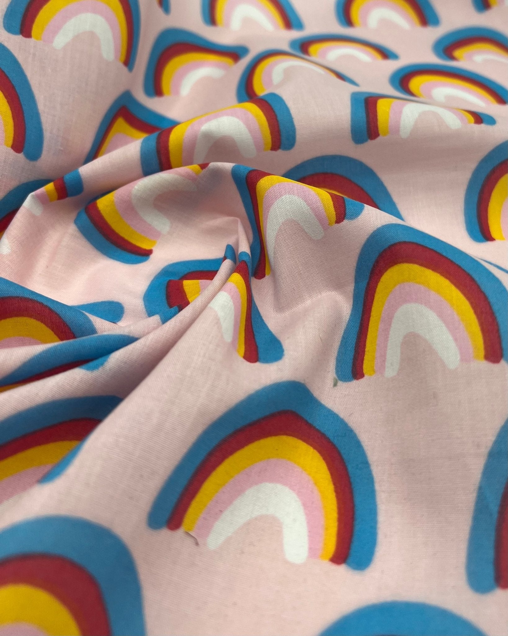 Pink Rainbow Printed Poly Cotton 90 GSM 80/20 44 Inch Non Stretch - T9 Fabrics